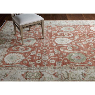 Indo Herat Rug, Rust/Ivory 