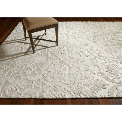 Jacquard Damask Rug, Ivory