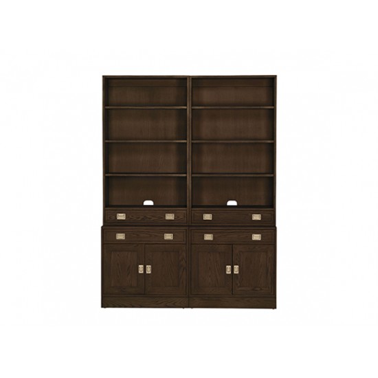 Callum Double Bookcase, Open Upper Shelves 