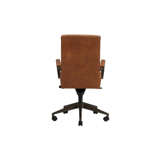 Slater Leather Channel-Back Desk Chair