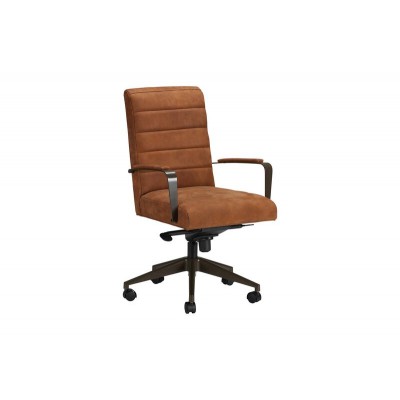 Slater Leather Channel-Back Desk Chair