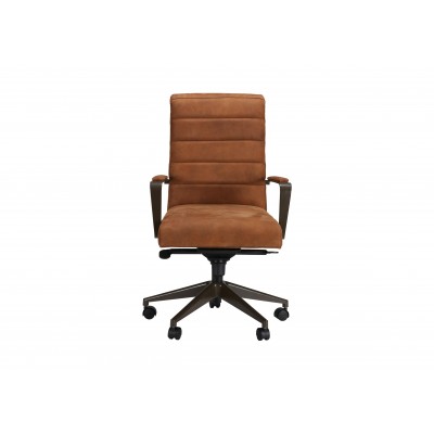 Slater Leather Channel-Back Desk Chair