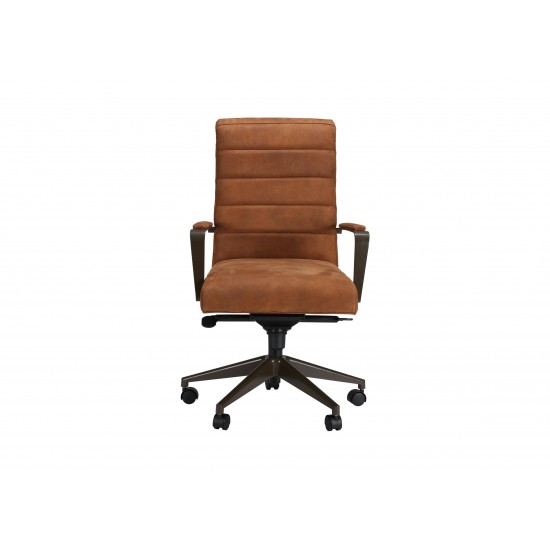 Slater Leather Channel-Back Desk Chair