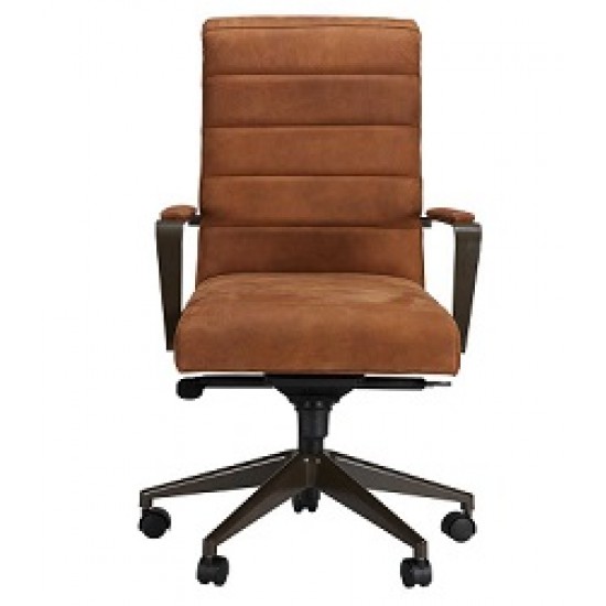 Slater Leather Channel-Back Desk Chair