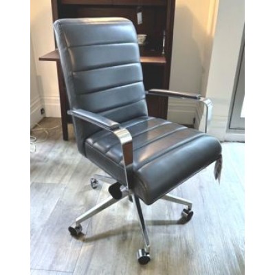 Slater Leather Channel-Back Desk Chair