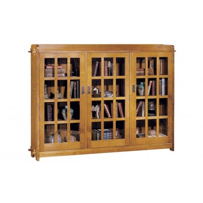 Triple Bookcase with Glass Doors