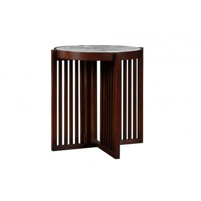 Park Slope Round End Table - Stone Top