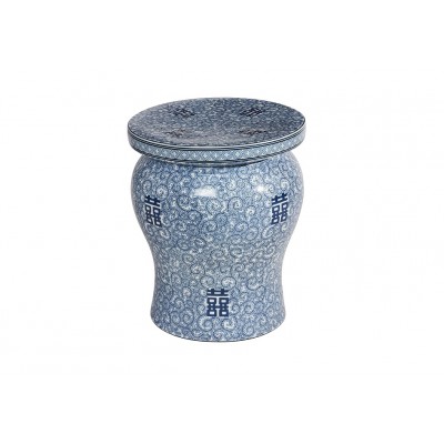 Blue and White Garden Stool 