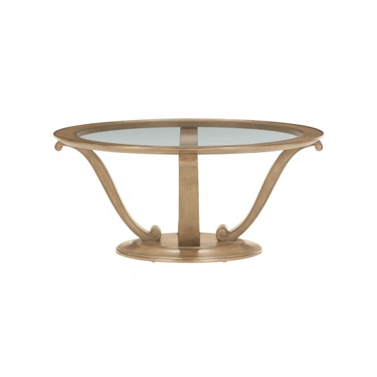 Camille Round Glass-Top Scroll-Base Coffee Table Camille Round Glass-Top Scroll-Base Coffee Table