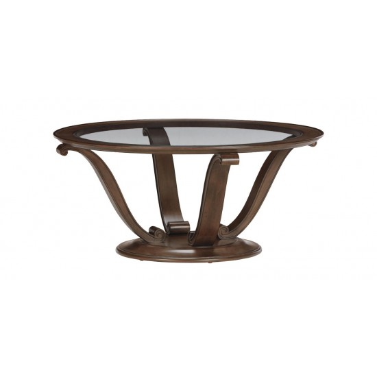 Camille Round Glass-Top Scroll-Base Coffee Table Camille Round Glass-Top Scroll-Base Coffee Table