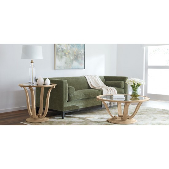 Camille Round Glass-Top Scroll-Base Coffee Table Camille Round Glass-Top Scroll-Base Coffee Table