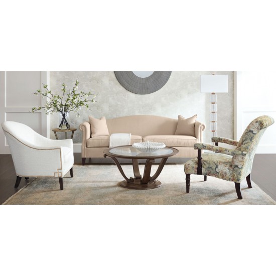 Camille Round Glass-Top Scroll-Base Coffee Table Camille Round Glass-Top Scroll-Base Coffee Table