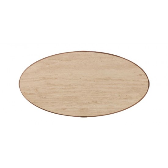 Draper Oval Travertine Coffee Table