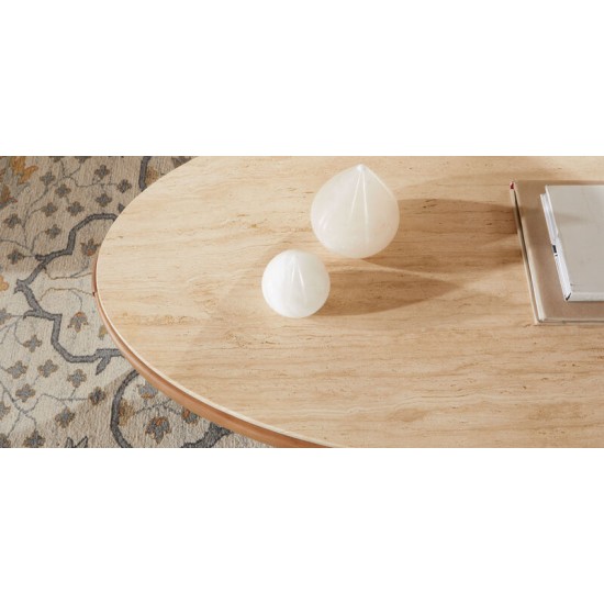 Draper Oval Travertine Coffee Table