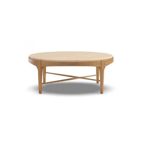 Draper Round Travertine Coffee Table