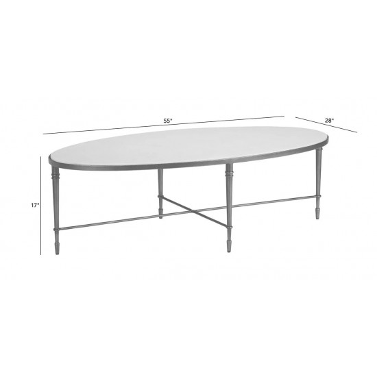 Valeria Stone-Top Oval Coffee Table Valeria Stone-Top Oval Coffee Table