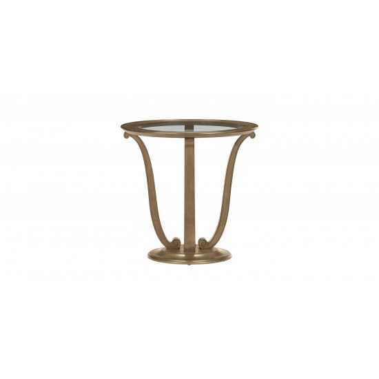Camille Round Glass-Top Scroll-Base End Table Camille Round Glass-Top Scroll-Base End Table