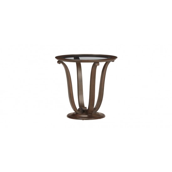 Camille Round Glass-Top Scroll-Base End Table Camille Round Glass-Top Scroll-Base End Table
