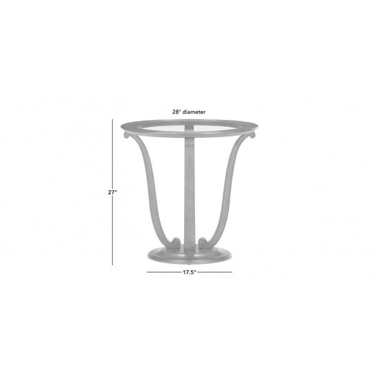 Camille Round Glass-Top Scroll-Base End Table Camille Round Glass-Top Scroll-Base End Table