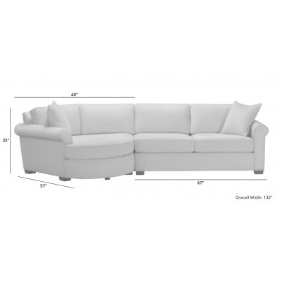 Spencer Roll-Arm Two-Piece Sectional with Round Cuddle Chaise 